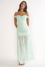 Fall In Love Off Shoulder Frill Maxi Dress Sage
