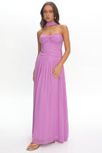 Novarra Twist Bust Strapless Maxi Dress Lilac