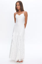 Onique Lace-Up Back Split Maxi Dress Lace White