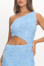 Goodnight Sweetheart Cut-Out Maxi Dress Embellished Blue