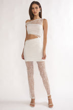 Havira Lace Overlay Cut-Out Maxi Dress White