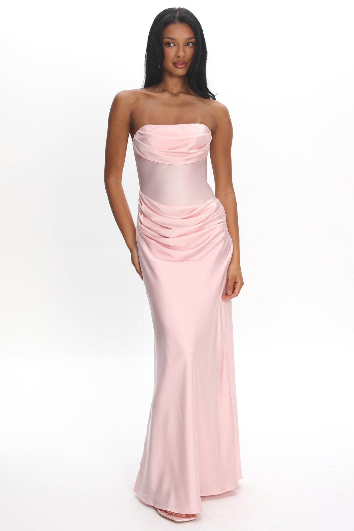 Unforgettable Day Drape Waist Strapless Maxi Dress Blush Main image
