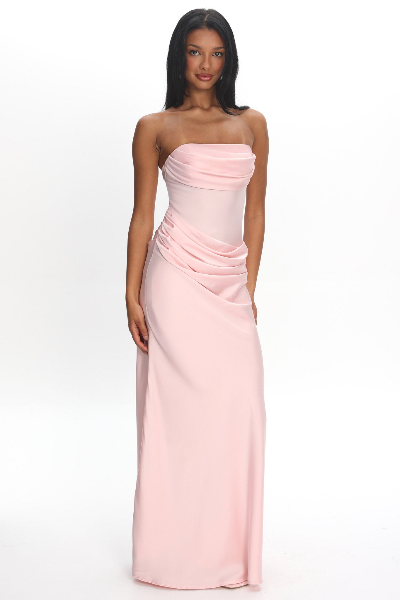 Unforgettable Day Drape Waist Strapless Maxi Dress Blush Secondary image