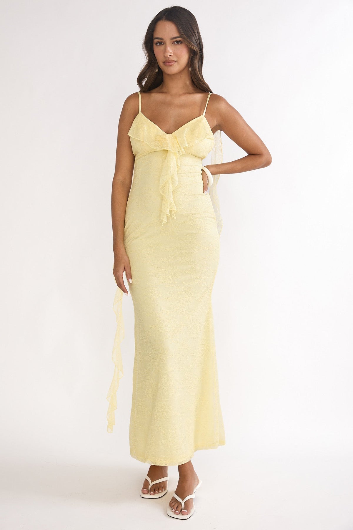 Sunspell Ruffle Trim Lace Maxi Dress Butter Main image