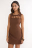 Your Knowing Cut-Out Bead Neckline Mini Dress Chocolate