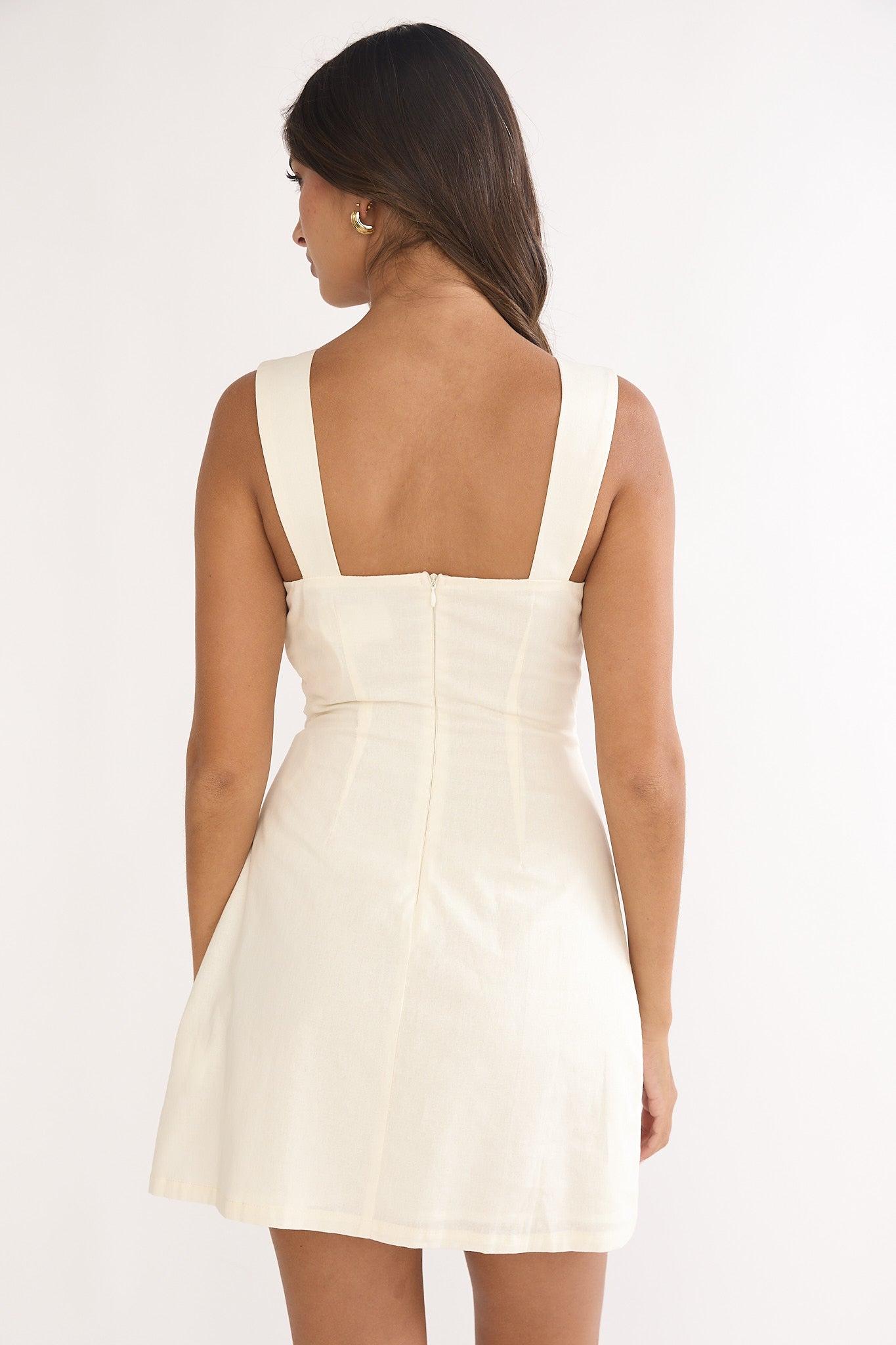 Your Knowing Cut-Out Bead Neckline Mini Dress Cream Secondary image