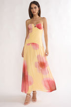 Justyne Drop Waist Halter Maxi Dress Floral Yellow