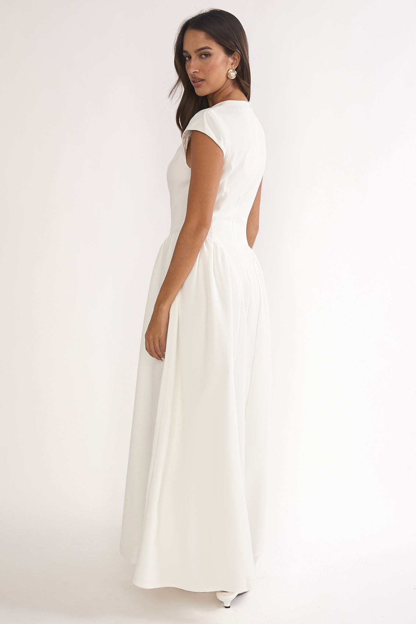Lynnie Cap Sleeve Maxi Dress Cream Secondary image