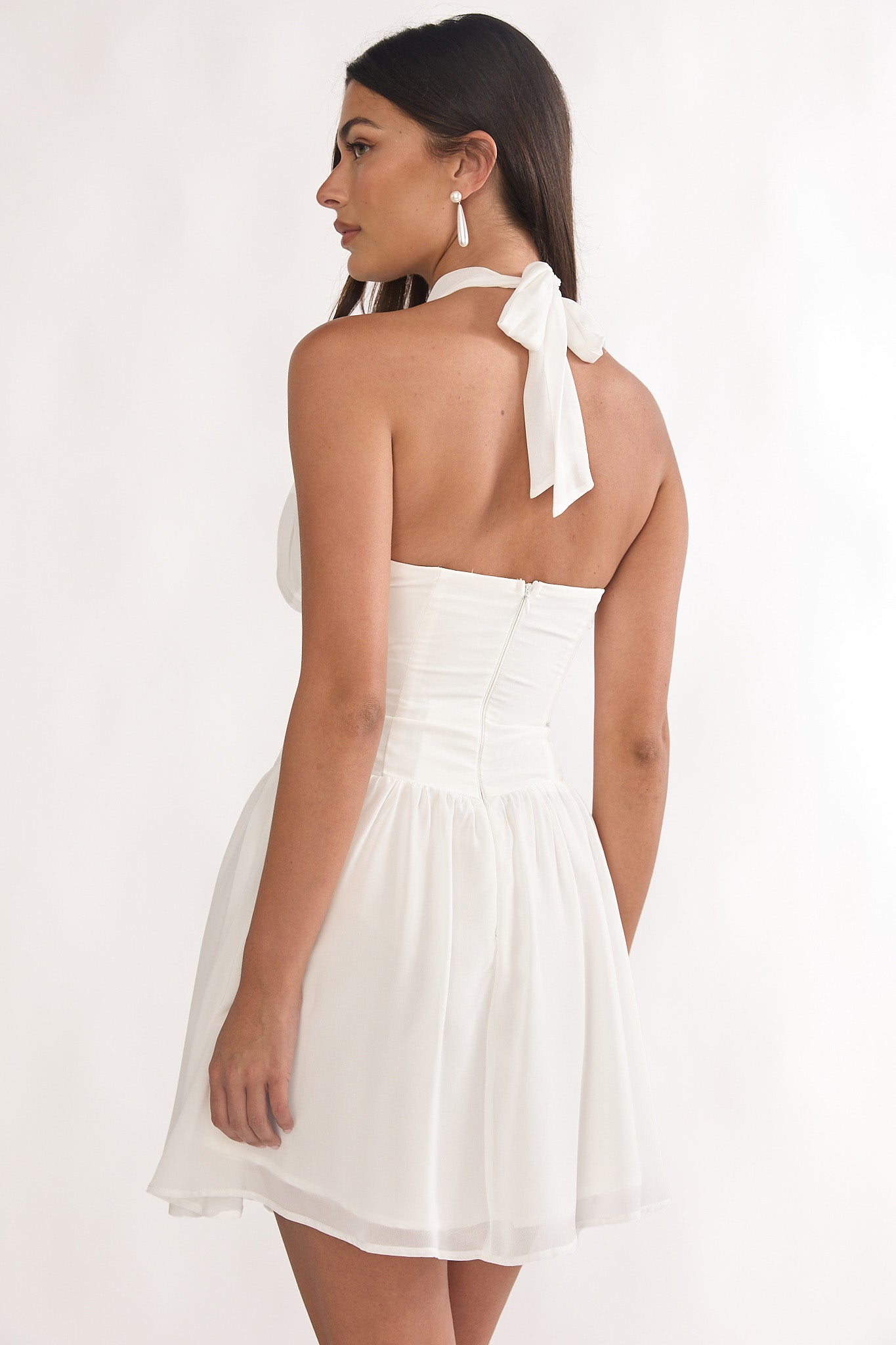 Lunaria High Neck Halterneck Mini Dress White Secondary image