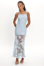 Elowna Embellished Maxi Dress Light Blue