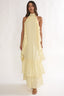 Lorina Layered Ruffle Halterneck Maxi Dress Butter
