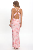 Callora Criss-Cross Back Maxi Dress Floral Pink