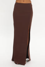 Breonna Front Split Maxi Skirt Chocolate