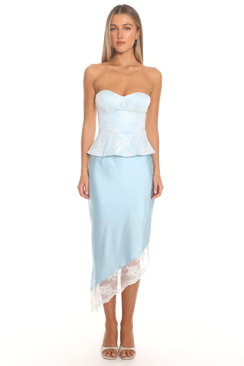 Althea Lace Peplum Corset Top Ice Blue