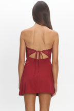 Moonlighting Lace Bodice Mini Dress Wine