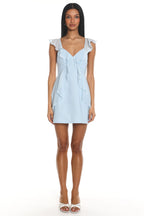 Murphy Ruffle Front Mini Dress Baby Blue
