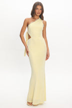 Olaya Cut-Out Lace Trim Maxi Dress Yellow
