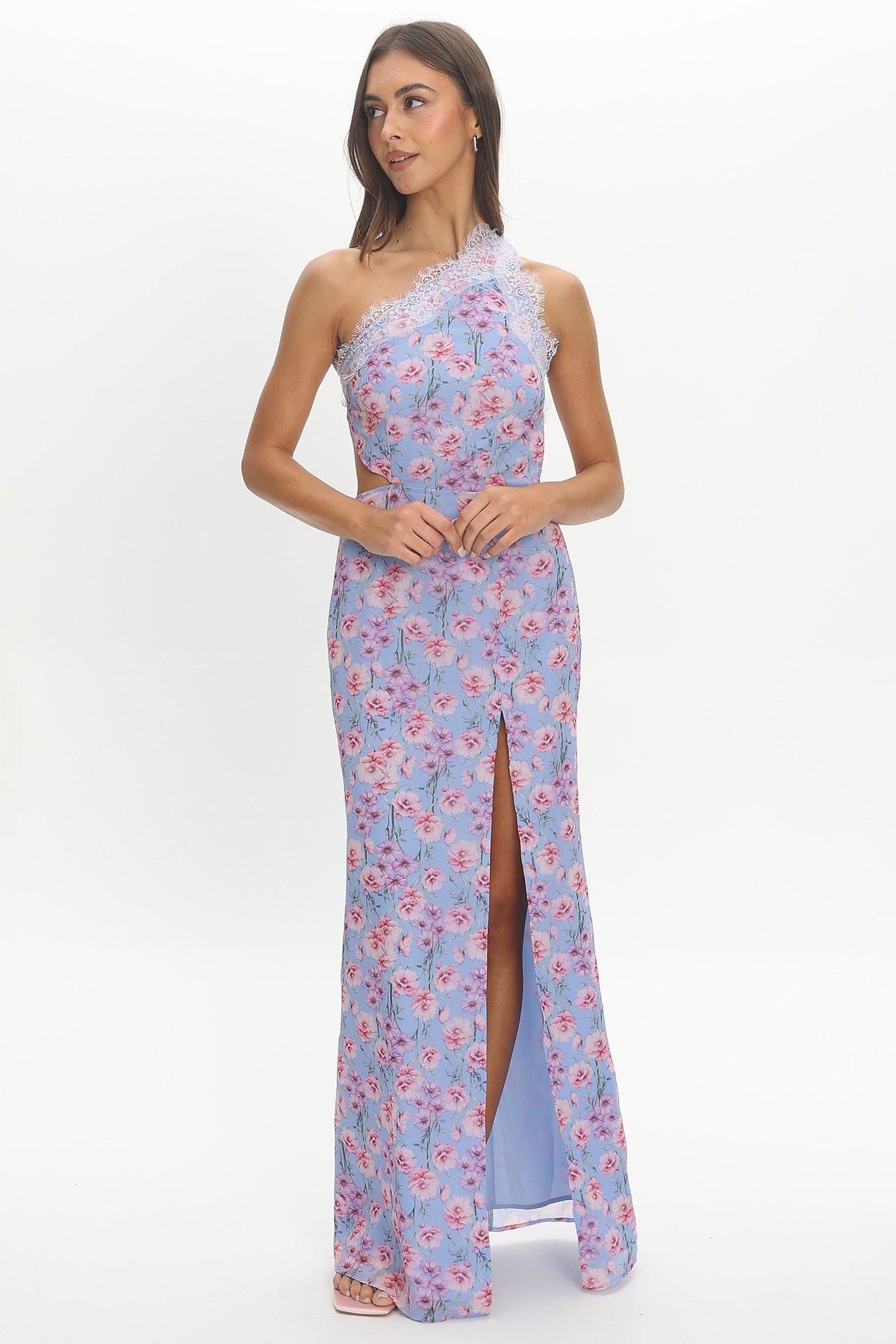Vieno One Shoulder Maxi Dress Blue Main image