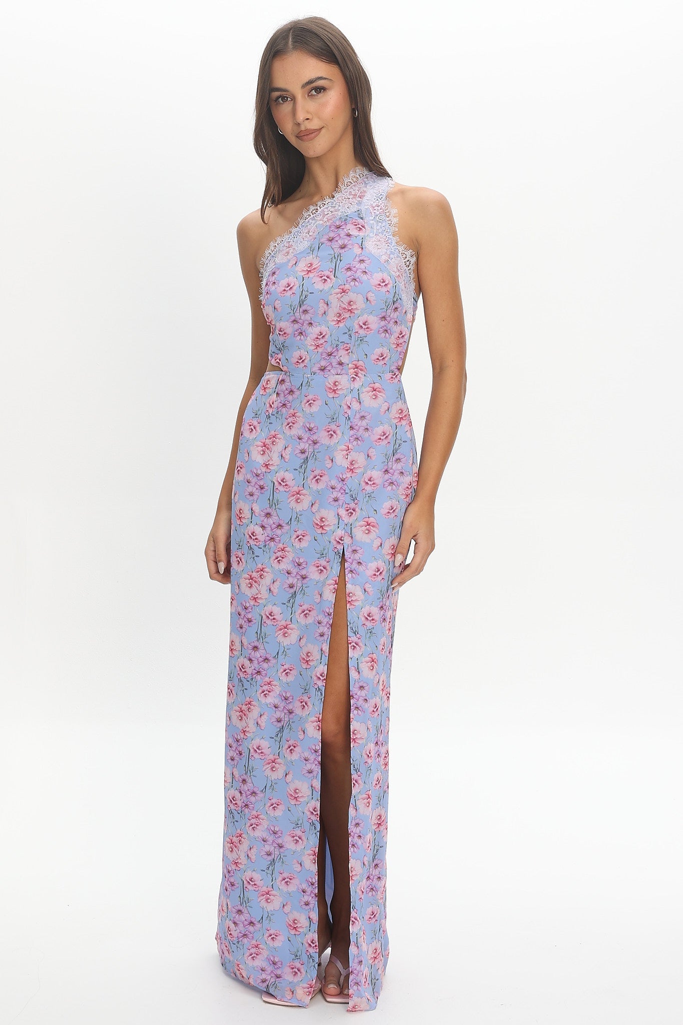 Vieno One Shoulder Maxi Dress Blue Secondary image