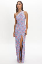 Vieno One Shoulder Maxi Dress Blue