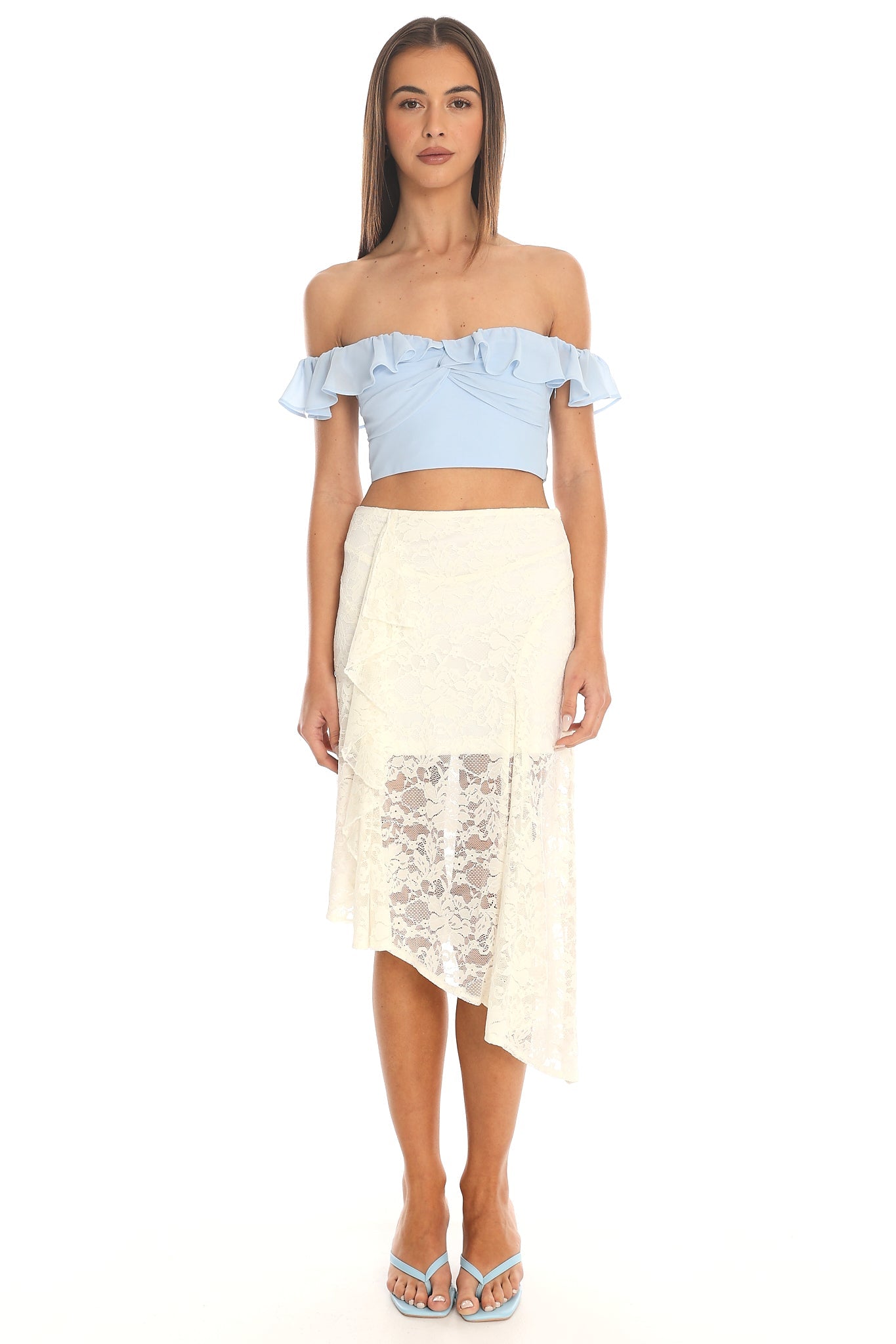 Cloud Nine Ruffled Crop Top Baby Blue Secondary image