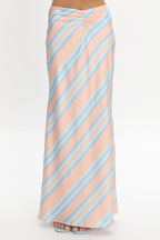 Avatar Ruched Maxi Skirt Striped Aqua