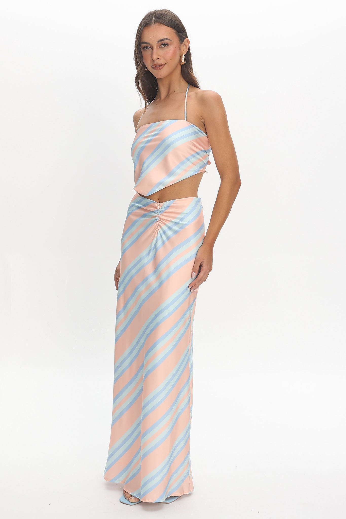 Avatar Halter Top Striped Aqua Secondary image
