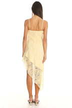 Champagne Kiss Lace Hem Dress Yellow