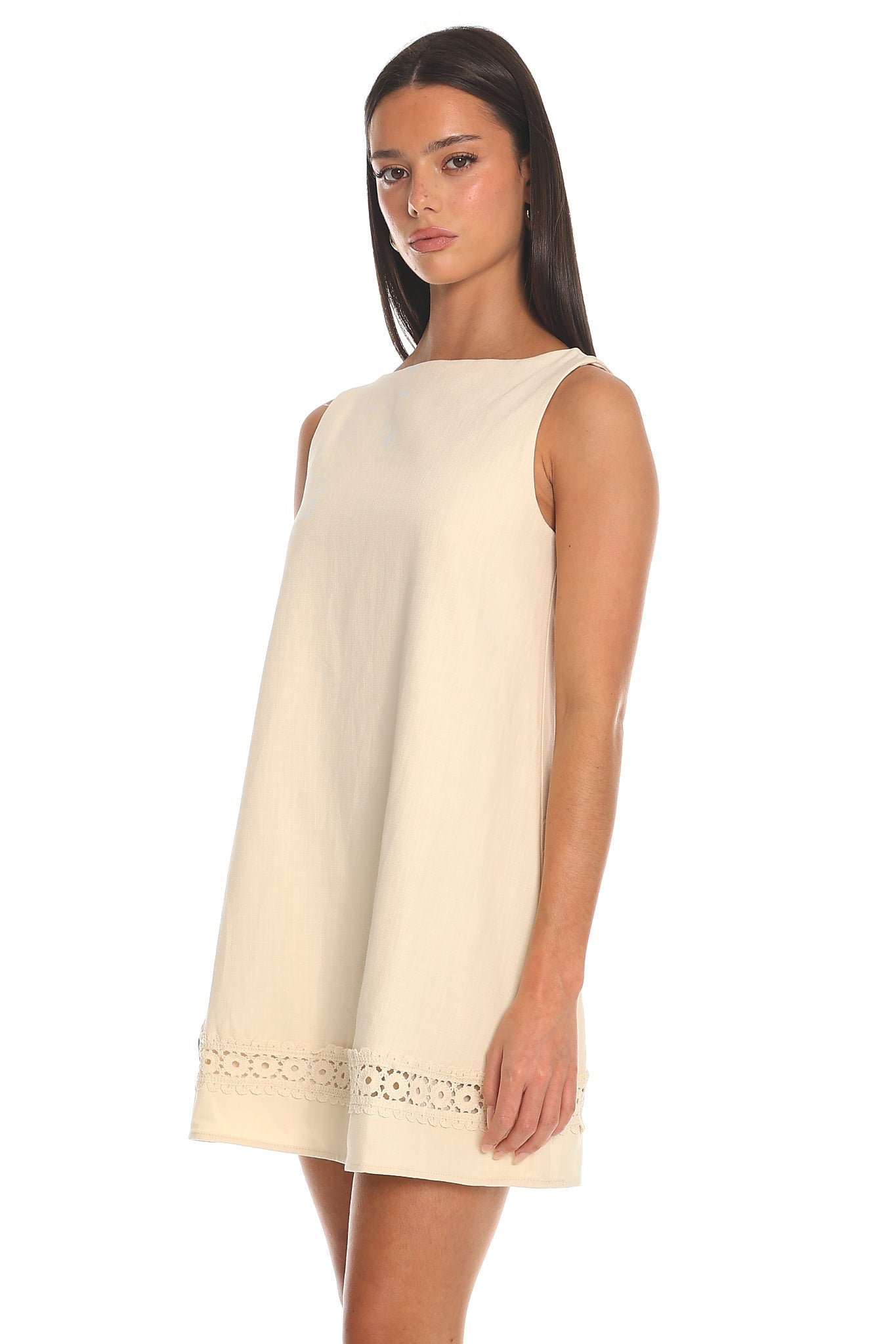 Worth It Crochet-Trim Shift Dress Oat Secondary image