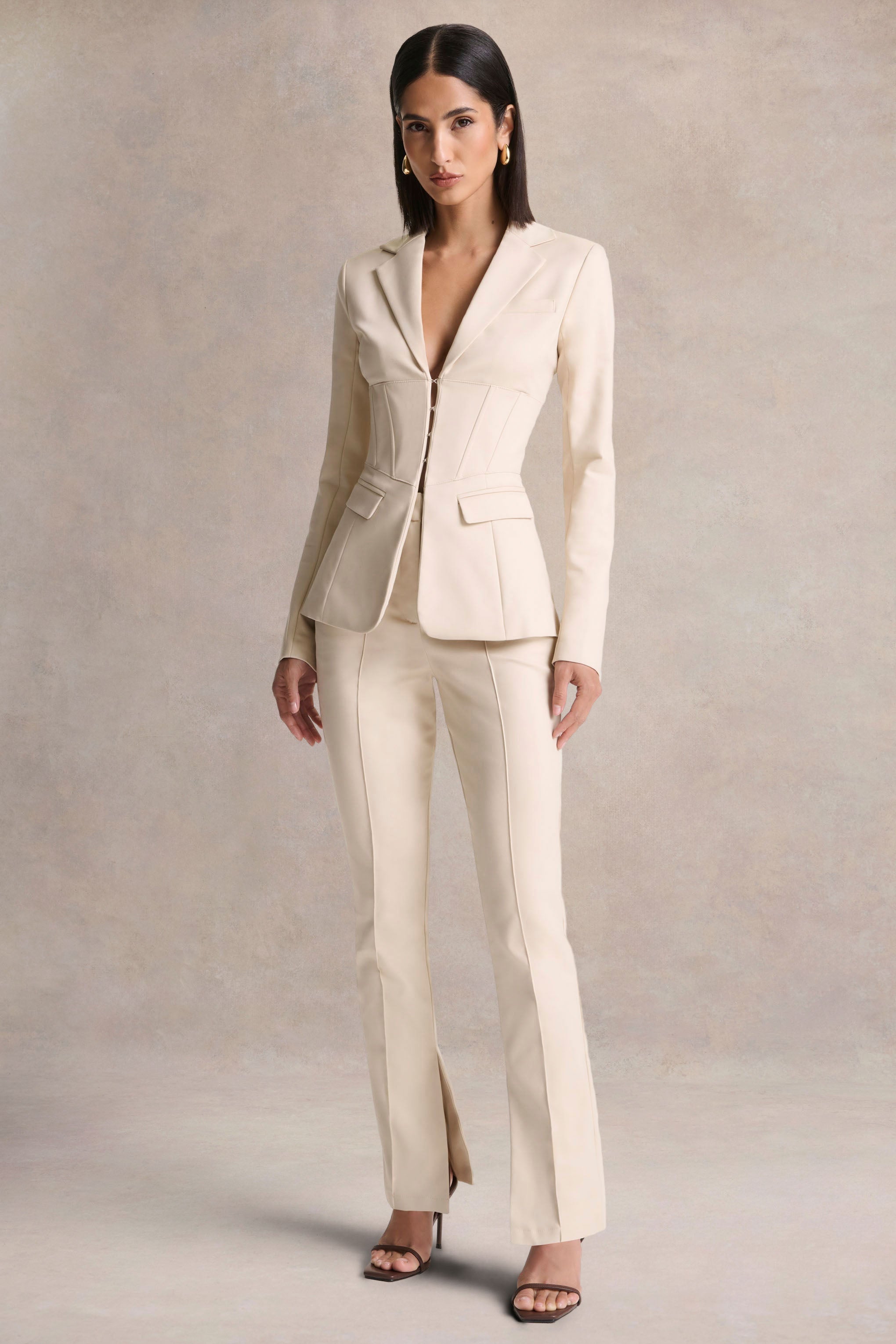 Wonder Woman | Cream High Waist Tailored Trousers With Hem Split