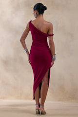 Angelique | Burgundy Twisted Asymmetric Maxi Dress
