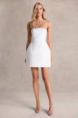 Bobbie | White Embellished Bandeau Mini Dress