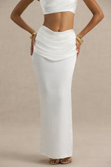 Rosita | White Ruched Maxi Skirt