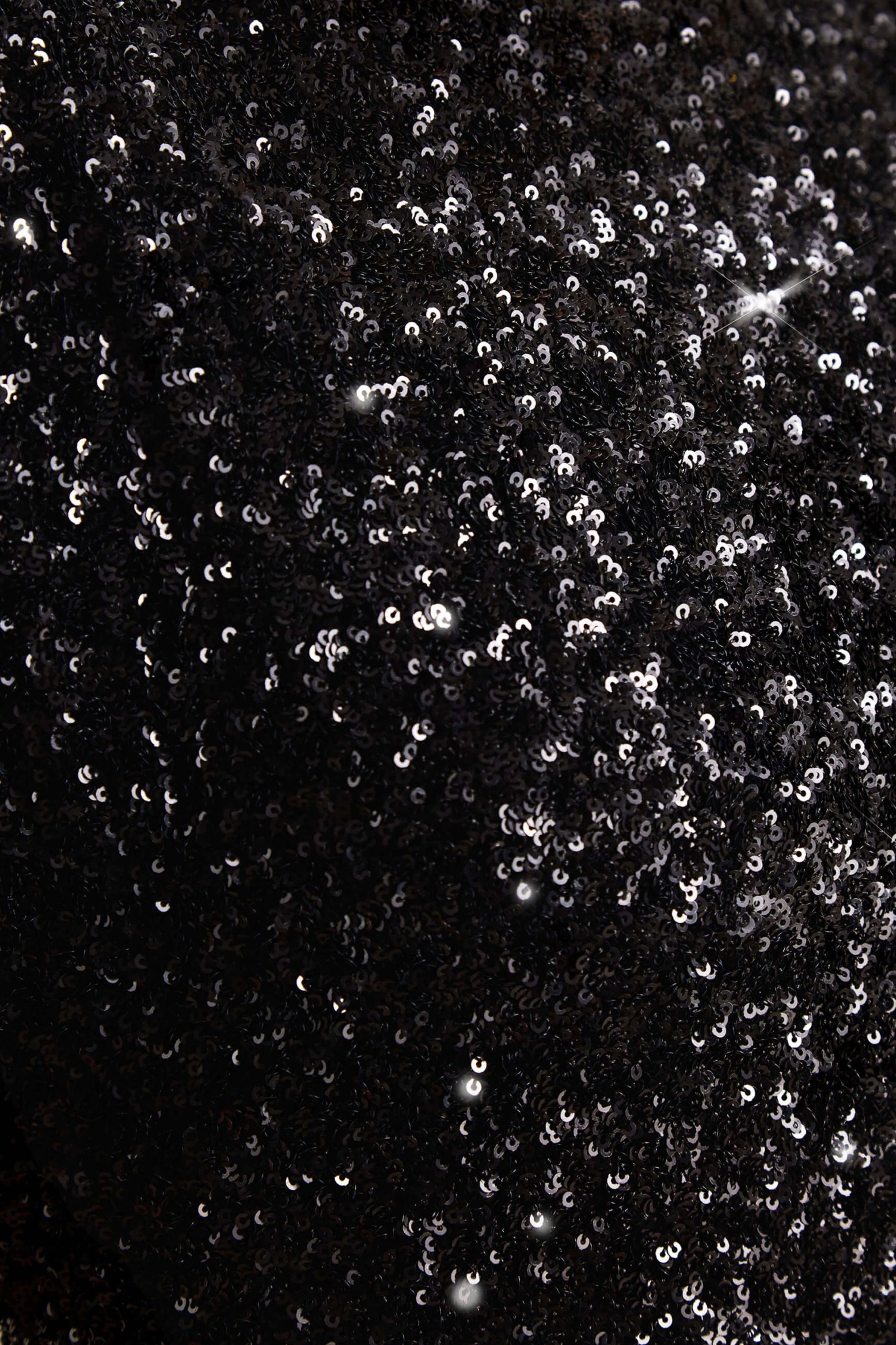 Aurah | Black Sequin Crew-Neck Maxi Dress With Cap Sleeves