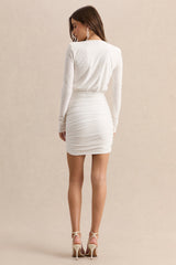 Ciela | White Extreme Plunge-Neck Mini Dress