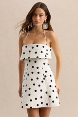 Nelly | White & Black Polka Dot Square-Neck Mini Dress