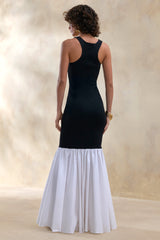 Lexi | Black And White Square-Neck Mermaid Maxi Dress
