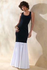 Lexi | Black And White Square-Neck Mermaid Maxi Dress