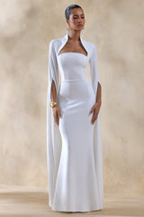 Esme | White Square-Neck Maxi Dress With Cape Sleeves