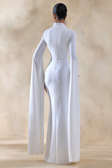 Esme | White Square-Neck Maxi Dress With Cape Sleeves