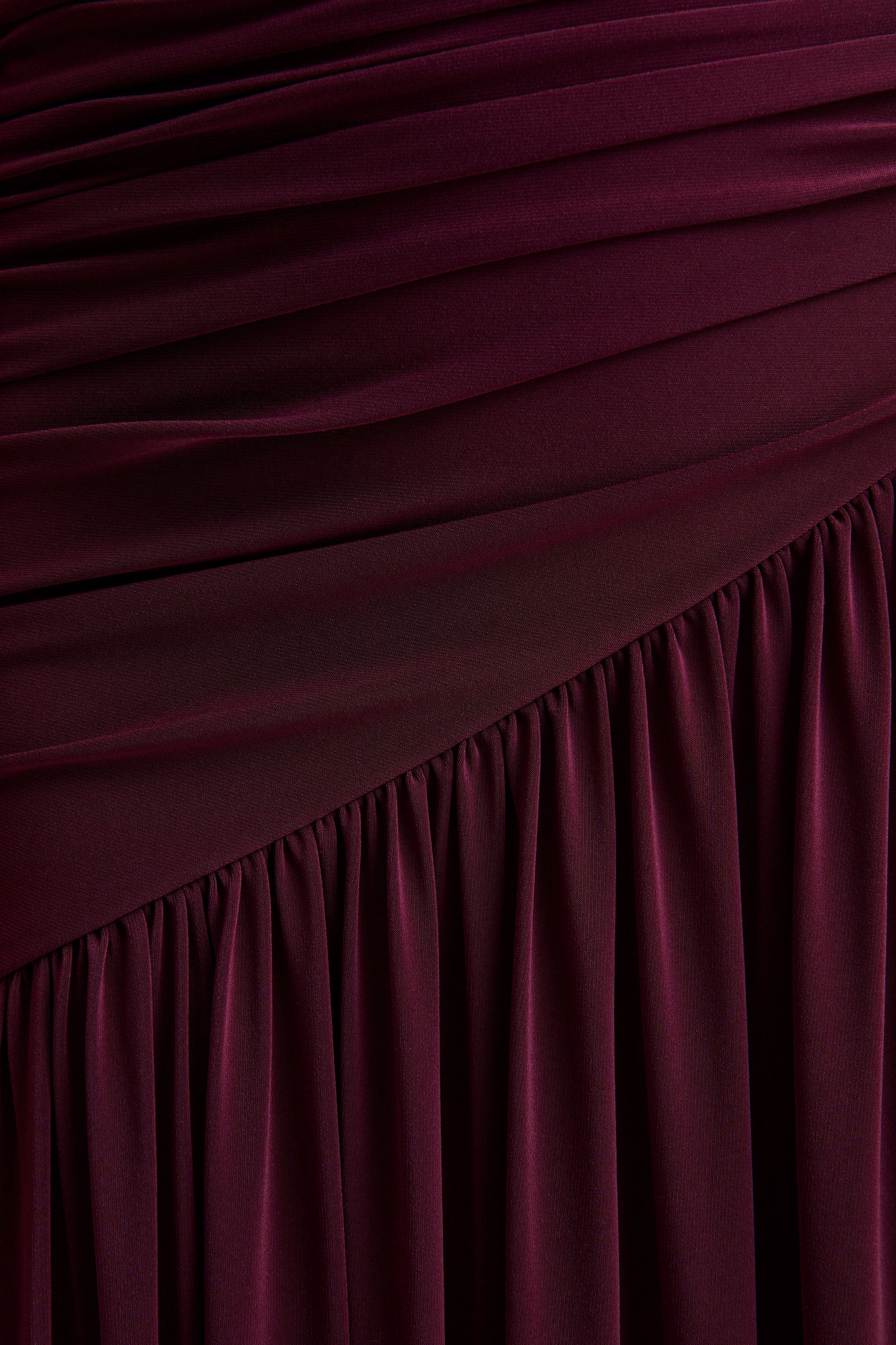 Luminary | Dark Plum Bardot-Neck Maxi Dress With Mesh Sleeves
