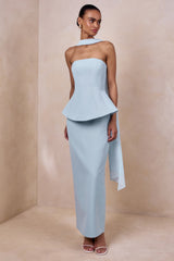 Farron | Powder Blue Bandeau Corset Maxi Dress