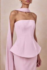 Farron | Light Pink Bandeau Corset Maxi Dress