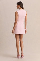 Luxira | Light Pink Sweetheart-Neck Tailored Mini Dress