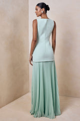 Hadley | Sage Boat-Neck Maxi Dress With Drop-Waist