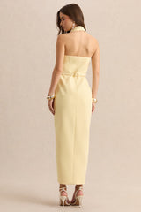 Hana | Lemon Plunge-Neck Tailored Maxi Dress