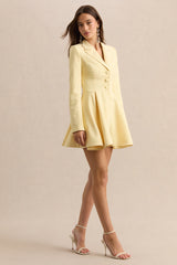 Etherea | Lemon Plunge-Neck Skater Mini Dress