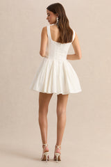 Brioria | White Square-Neck Skater Mini Dress