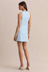 Raya | Powder Blue Plunge-Neck Mini Dress