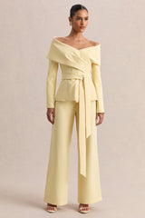 Empress | Lemon Bardot-Neck Tailored Top